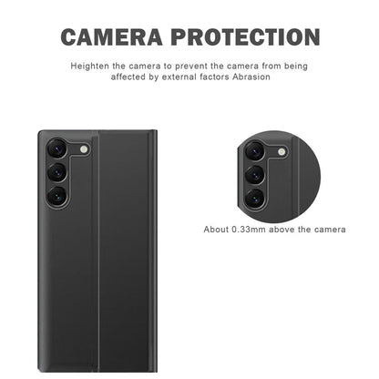 For Samsung Galaxy S24+ Case View Window Anti-scratch PU Leather Flip Stand Phone Cover- Sapphire