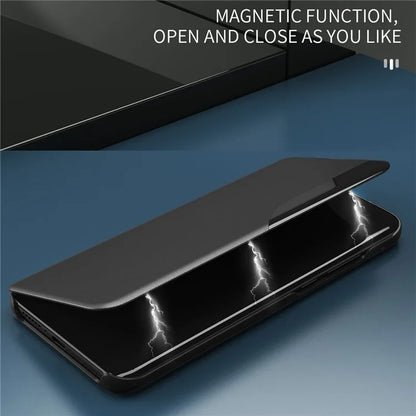 For Samsung Galaxy S24 Ultra Case Anti-scratch PU Leather Side View Window Stand Phone Protector