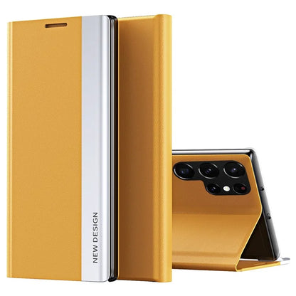 For Samsung Galaxy S24 Ultra Case Anti-scratch Leather Electroplating Stand Phone Cover