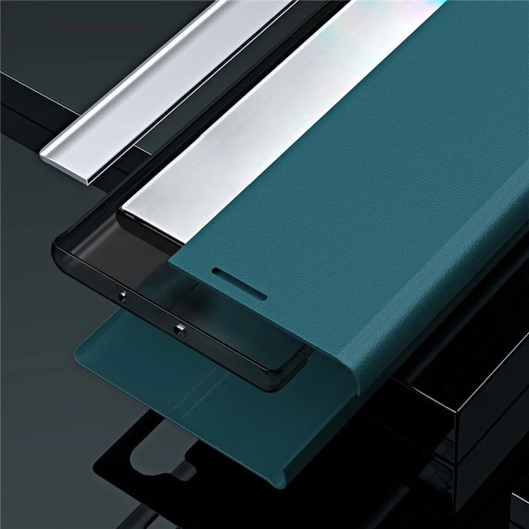 For Samsung Galaxy S24 Ultra Case Anti-scratch Leather Electroplating Stand Phone Cover