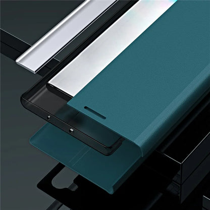 For Samsung Galaxy S24 Ultra Case Anti-scratch Leather Electroplating Stand Phone Cover