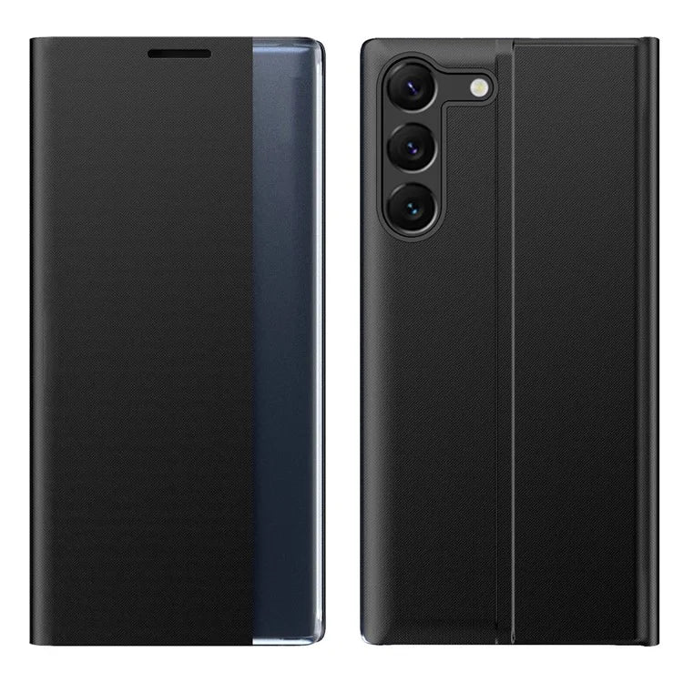 For Samsung Galaxy S24 Case View Window Scratch-resistant PU Leather Flip Stand Phone Protector