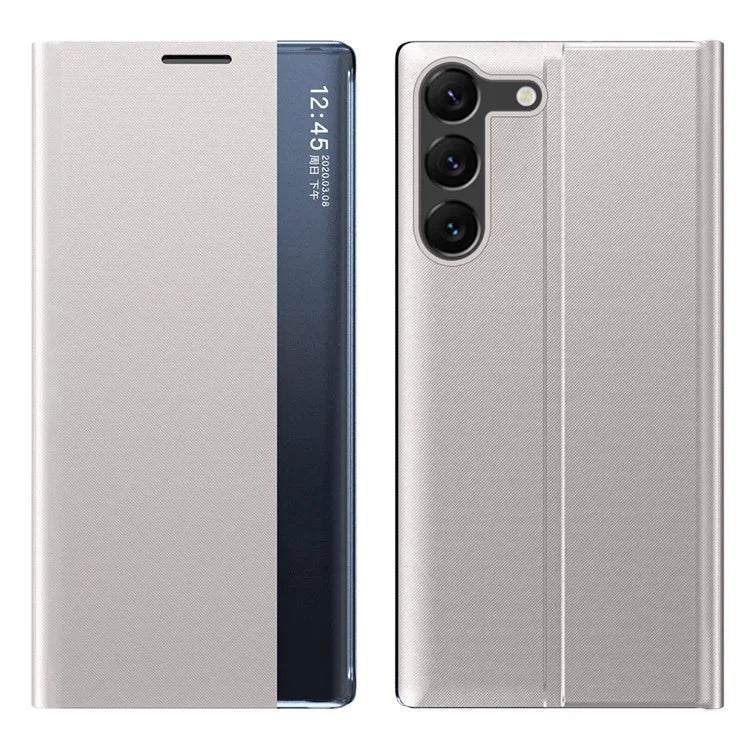 For Samsung Galaxy S24 Case View Window Scratch-resistant PU Leather Flip Stand Phone Protector