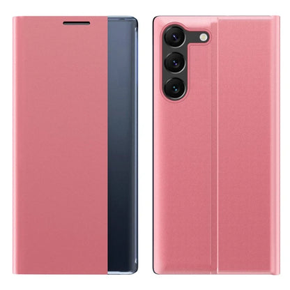 For Samsung Galaxy S24 Case View Window Scratch-resistant PU Leather Flip Stand Phone Protector