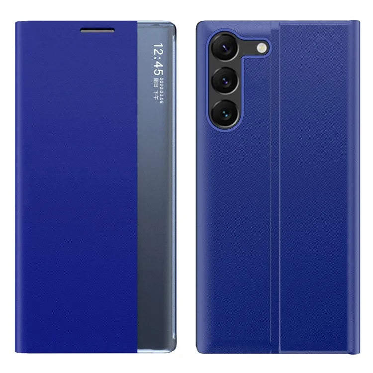 For Samsung Galaxy S24 Case View Window Scratch-resistant PU Leather Flip Stand Phone Protector