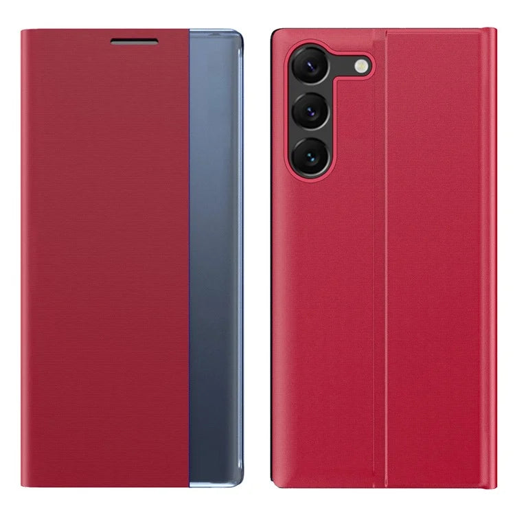 For Samsung Galaxy S24 Case View Window Scratch-resistant PU Leather Flip Stand Phone Protector