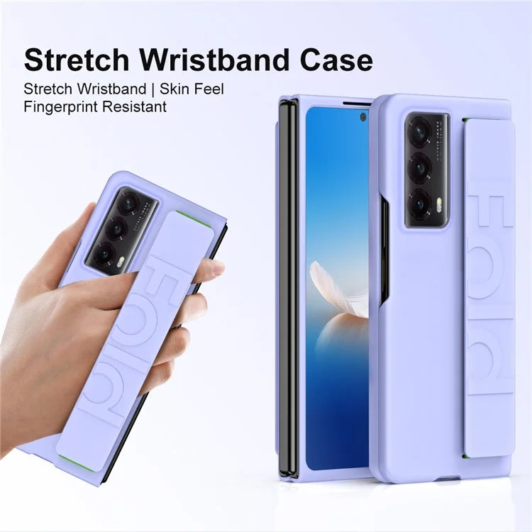 For Honor Magic Vs2 5G Case Rubberized PC Phone Cover with Stretchable Wristband