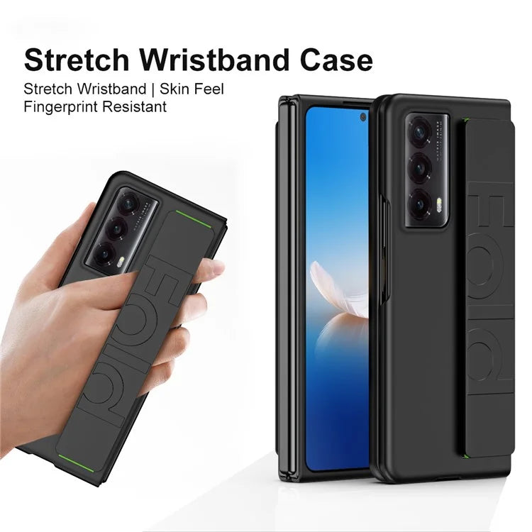 For Honor Magic Vs2 5G Case Rubberized PC Phone Cover with Stretchable Wristband
