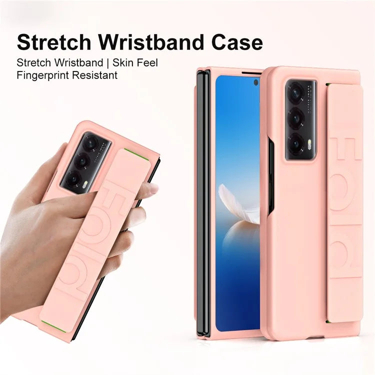 For Honor Magic Vs2 5G Case Rubberized PC Phone Cover with Stretchable Wristband