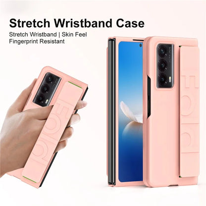 For Honor Magic Vs2 5G Case Rubberized PC Phone Cover with Stretchable Wristband