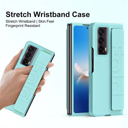 For Honor Magic Vs2 5G Case Rubberized PC Phone Cover with Stretchable Wristband