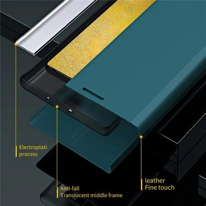 For Samsung Galaxy S24 Case Anti-fall Electroplating Leather Stand Mobile Phone Cover