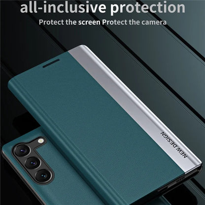 For Samsung Galaxy S24 Case Anti-fall Electroplating Leather Stand Mobile Phone Cover