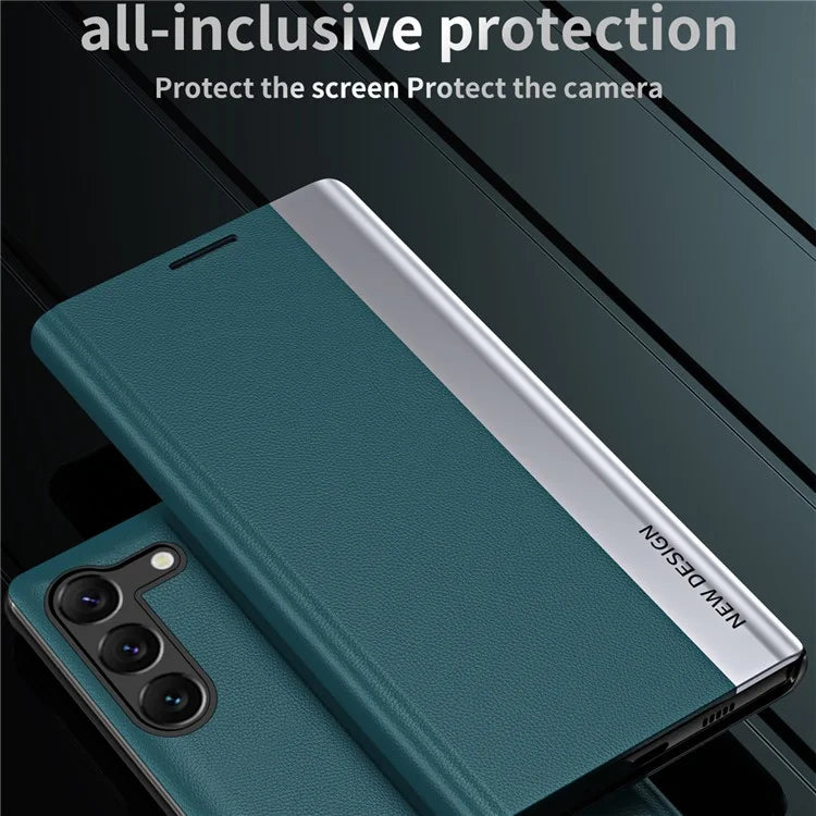 For Samsung Galaxy S24 Case Anti-fall Electroplating Leather Stand Mobile Phone Cover