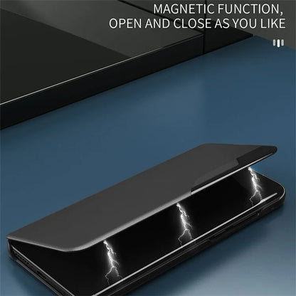 For Samsung Galaxy S24 Case Anti-scratch PU Leather Side View Window Phone Cover with Stand