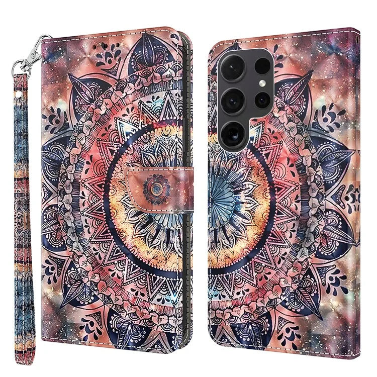 For Samsung Galaxy S24 Ultra Case 3D Pattern Printing Leather Wallet Cover