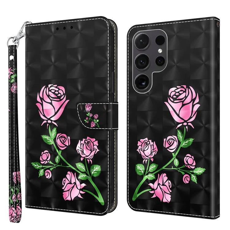 For Samsung Galaxy S24 Ultra Case 3D Pattern Printing Leather Wallet Cover