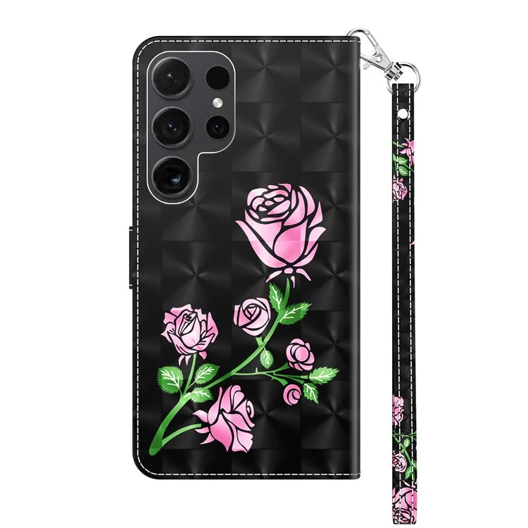 For Samsung Galaxy S24 Ultra Case 3D Pattern Printing Leather Wallet Cover