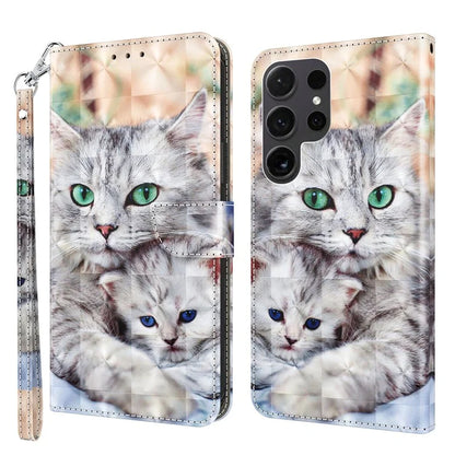 For Samsung Galaxy S24 Ultra Case 3D Pattern Printing Leather Wallet Cover