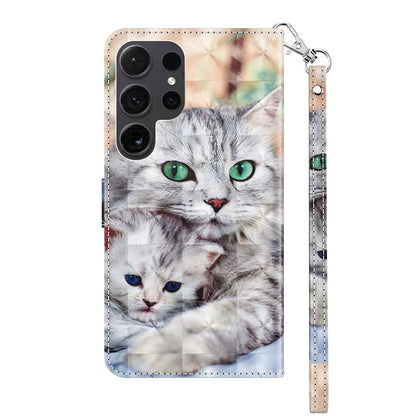 For Samsung Galaxy S24 Ultra Case 3D Pattern Printing Leather Wallet Cover