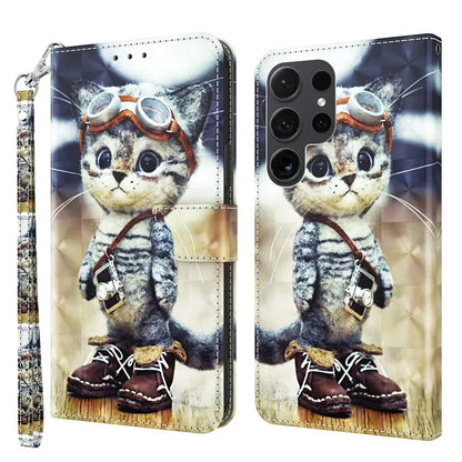 For Samsung Galaxy S24 Ultra Case 3D Pattern Printing Leather Wallet Cover