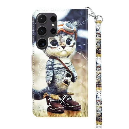 For Samsung Galaxy S24 Ultra Case 3D Pattern Printing Leather Wallet Cover