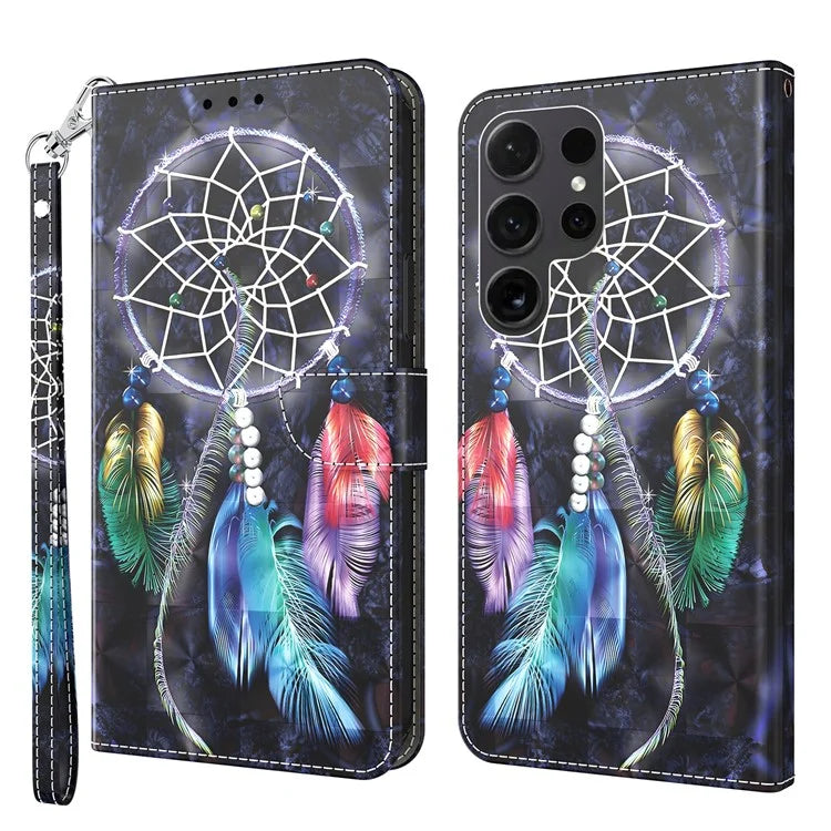 For Samsung Galaxy S24 Ultra Case 3D Pattern Printing Leather Wallet Cover