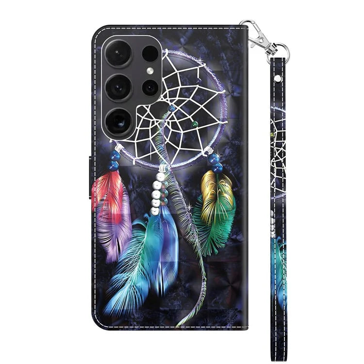 For Samsung Galaxy S24 Ultra Case 3D Pattern Printing Leather Wallet Cover