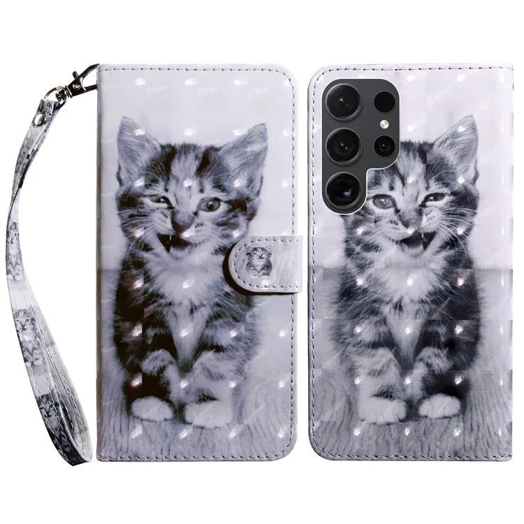 For Samsung Galaxy S24 Ultra Case 3D Pattern Printing Leather Wallet Cover