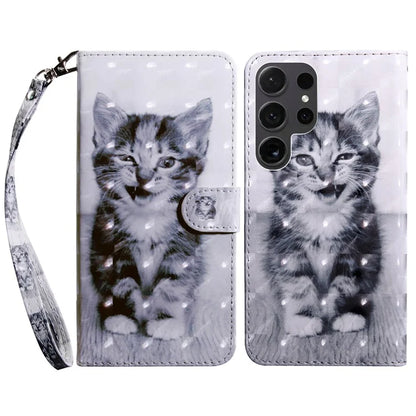For Samsung Galaxy S24 Ultra Case 3D Pattern Printing Leather Wallet Cover
