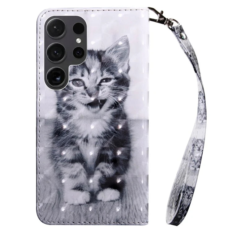 For Samsung Galaxy S24 Ultra Case 3D Pattern Printing Leather Wallet Cover