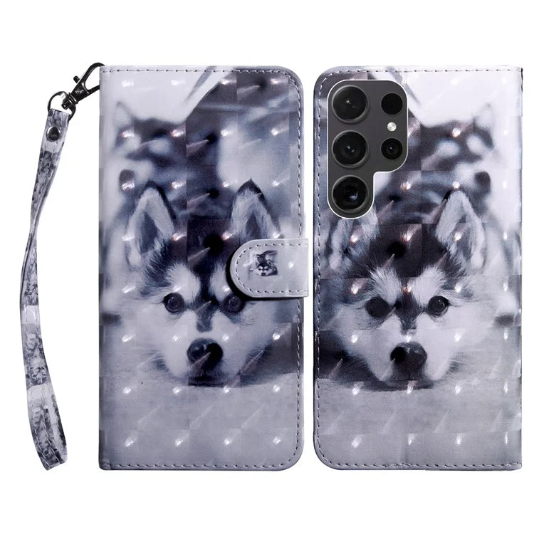 For Samsung Galaxy S24 Ultra Case 3D Pattern Printing Leather Wallet Cover