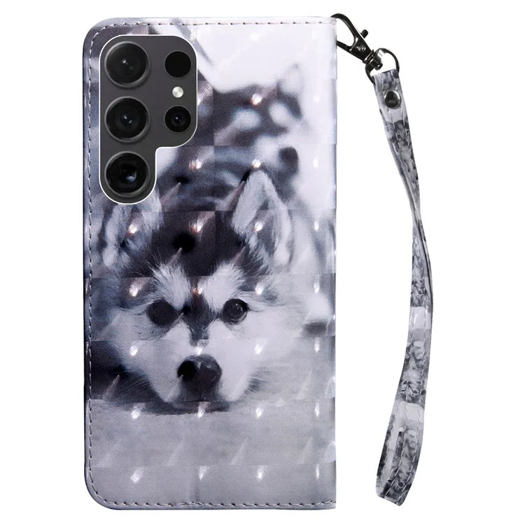 For Samsung Galaxy S24 Ultra Case 3D Pattern Printing Leather Wallet Cover