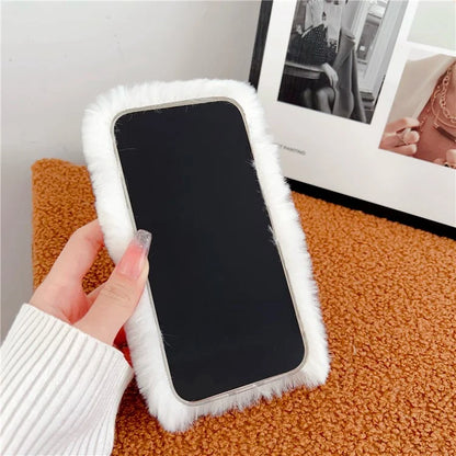 For iPhone 15 Pro Case Fun Cartoon Design Plush+TPU Phone Back Cover