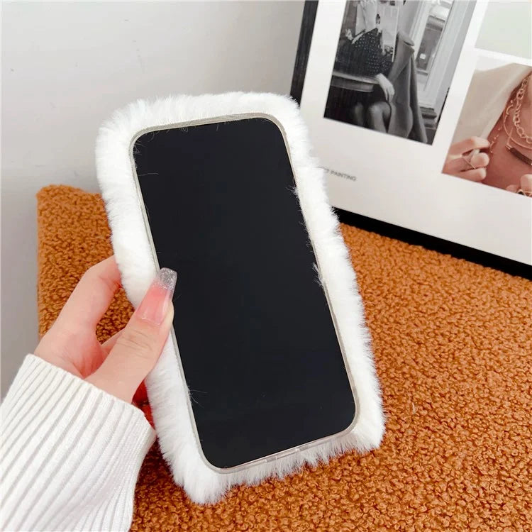 For iPhone 15 Pro Case Fun Cartoon Design Plush+TPU Phone Back Cover