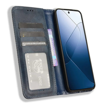 For Xiaomi 14 Case Magnetic Auto Closing Retro Leather Phone Cover