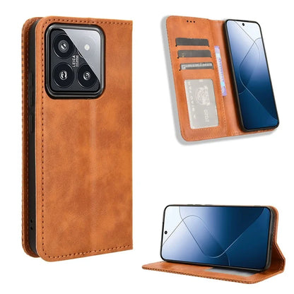 For Xiaomi 14 Case Magnetic Auto Closing Retro Leather Phone Cover