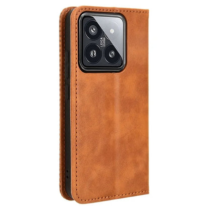 For Xiaomi 14 Case Magnetic Auto Closing Retro Leather Phone Cover