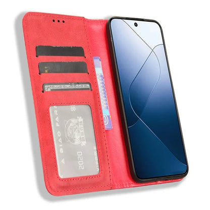 For Xiaomi 14 Case Magnetic Auto Closing Retro Leather Phone Cover