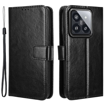 For Xiaomi 14 Case Crazy Horse Texture Stand Phone Wallet Cover