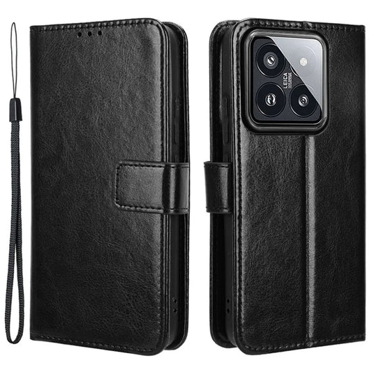 For Xiaomi 14 Case Crazy Horse Texture Stand Phone Wallet Cover