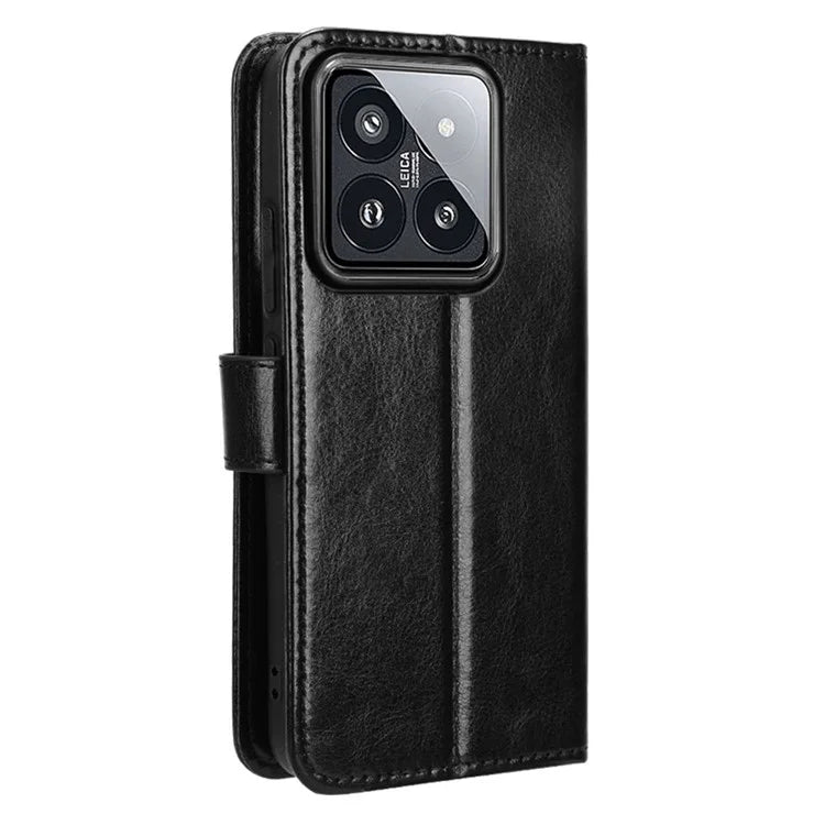 For Xiaomi 14 Case Crazy Horse Texture Stand Phone Wallet Cover