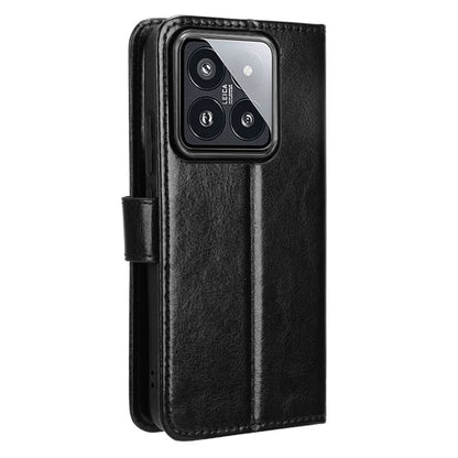 For Xiaomi 14 Case Crazy Horse Texture Stand Phone Wallet Cover