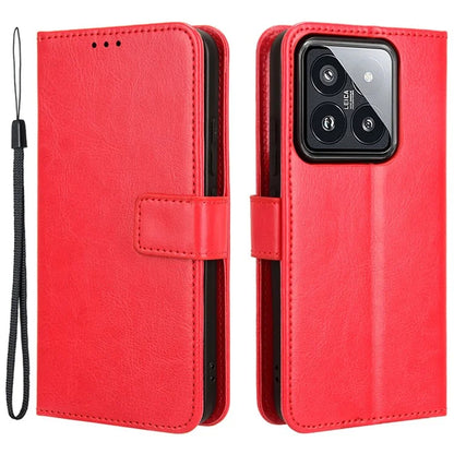 For Xiaomi 14 Case Crazy Horse Texture Stand Phone Wallet Cover