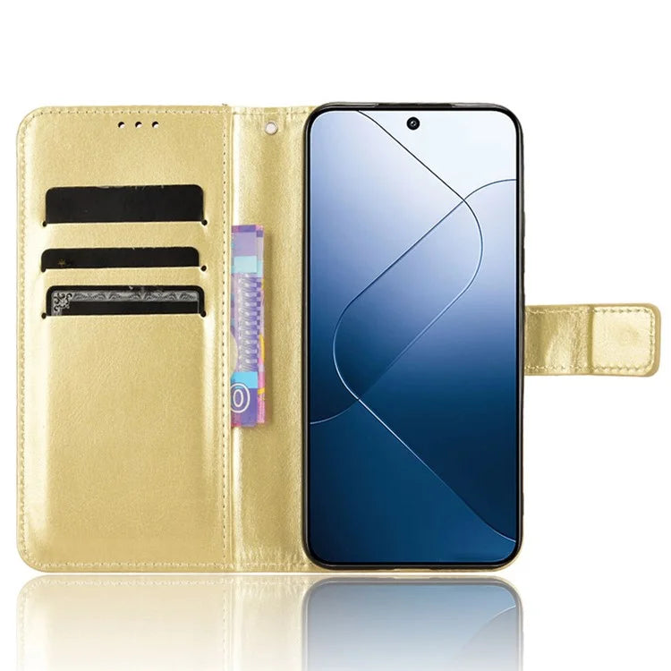 For Xiaomi 14 Case Crazy Horse Texture Stand Phone Wallet Cover