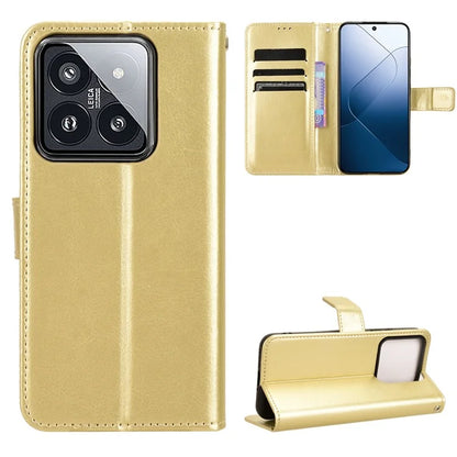 For Xiaomi 14 Case Crazy Horse Texture Stand Phone Wallet Cover
