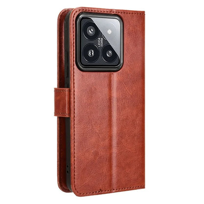 For Xiaomi 14 Case Crazy Horse Texture Stand Phone Wallet Cover
