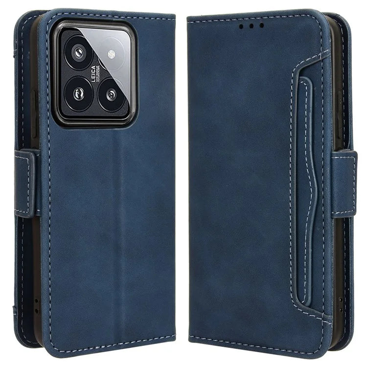 For Xiaomi 14 Leather Case Multiple Card Slots Phone Stand Cover