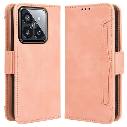 For Xiaomi 14 Leather Case Multiple Card Slots Phone Stand Cover
