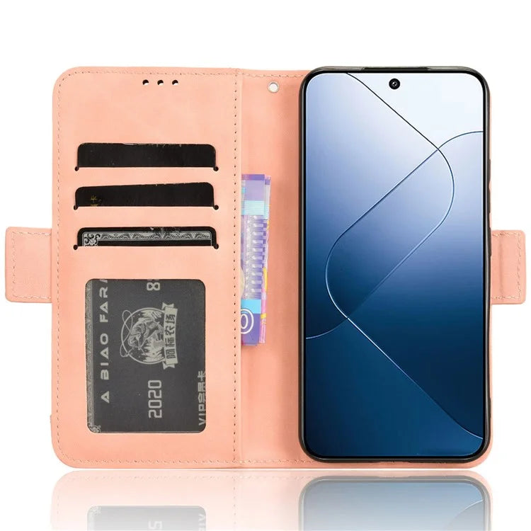For Xiaomi 14 Leather Case Multiple Card Slots Phone Stand Cover